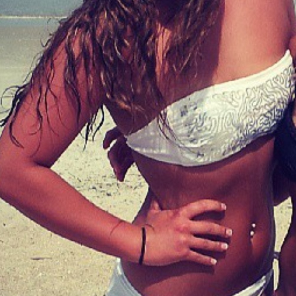 White sequin strapless bathing suit top