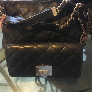 MICHAEL KORS SUSANNAH QUILTED  LEATHER TOTE BLACK