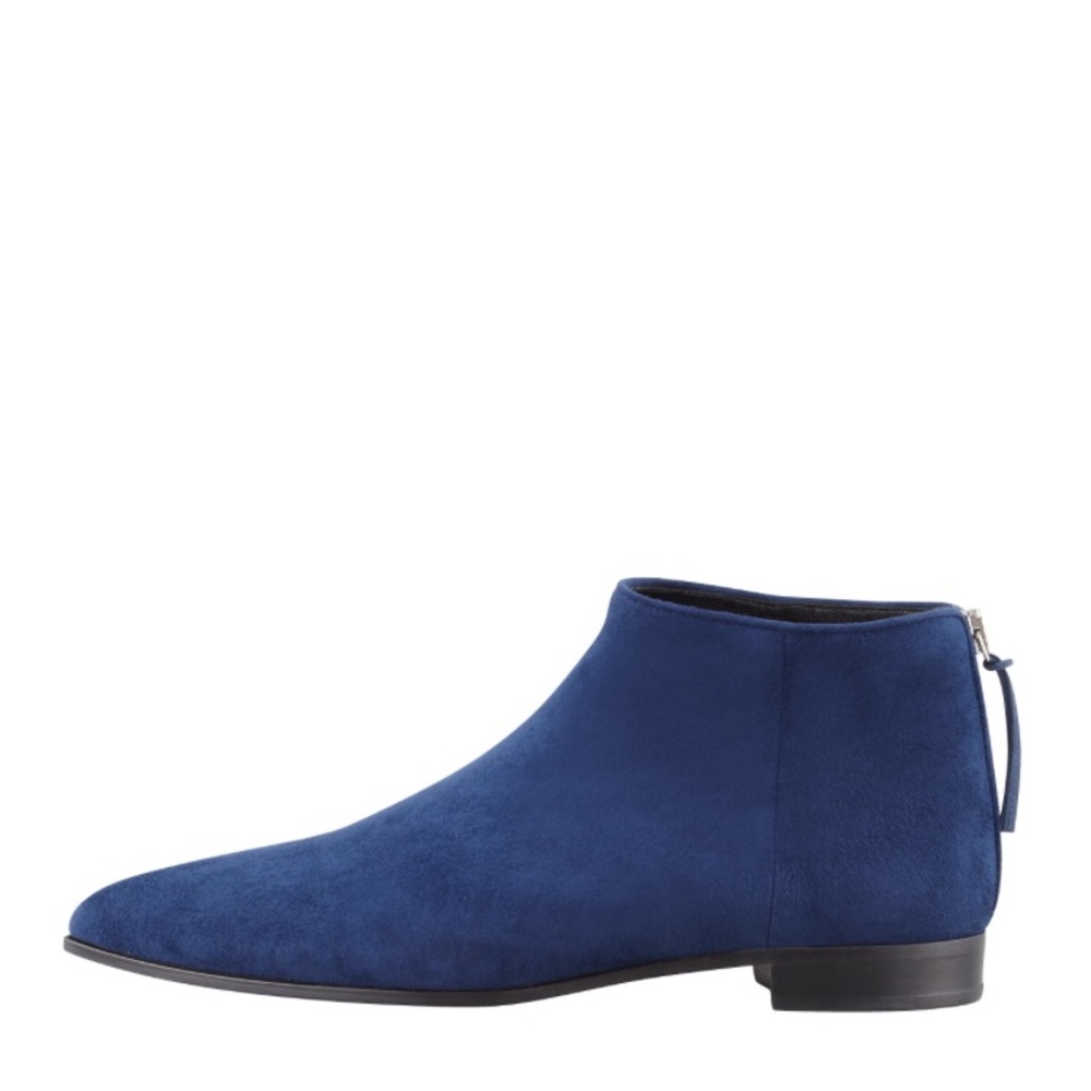 Miu Miu Navy Suede Point Toe Flat Boots