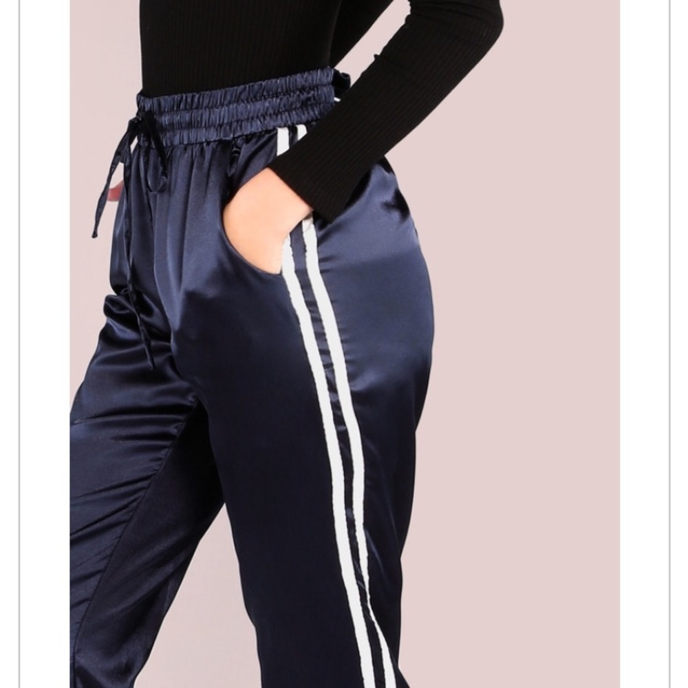 Satin Navy Joggers