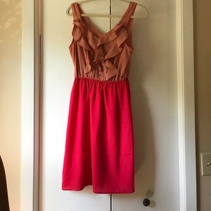 Mossimo coral and bright pink V neck dress
