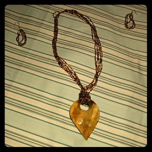 Brown African Necklace with Earrings