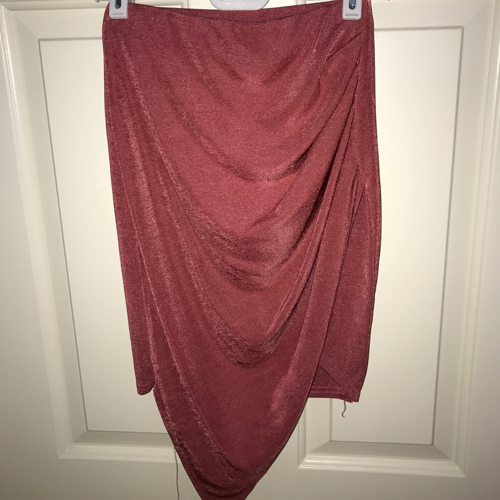 pink missguided asymmetrical skirt