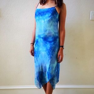 La Belle blue, midi length, strap dress