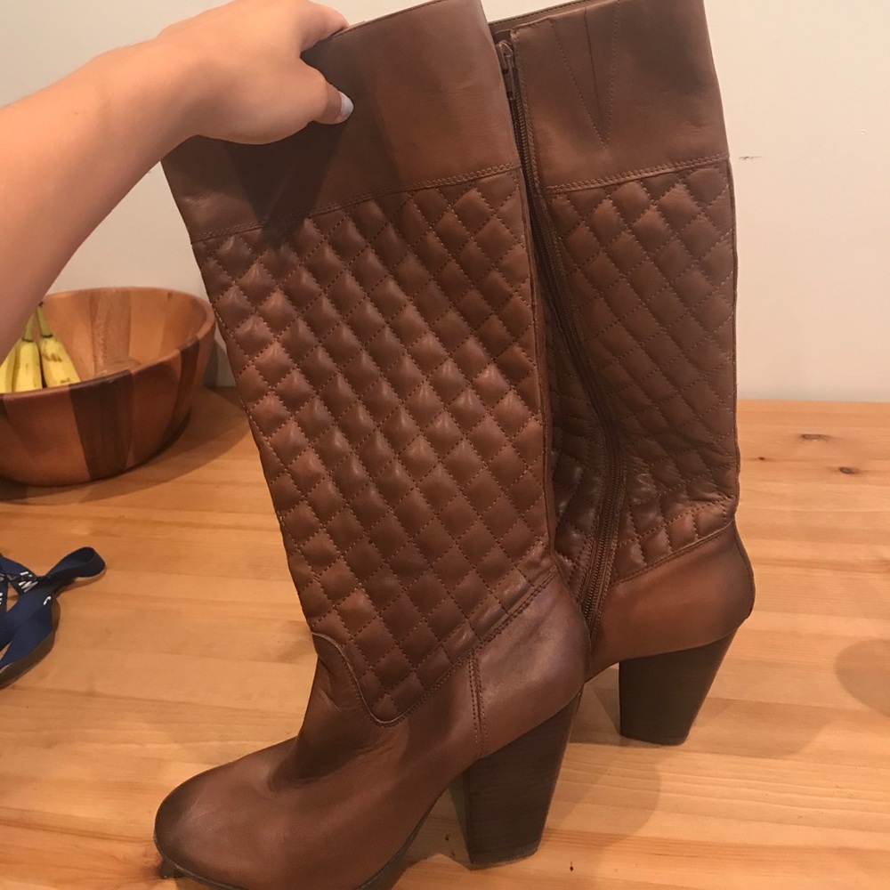 Quilted Brown Heeled Boot
