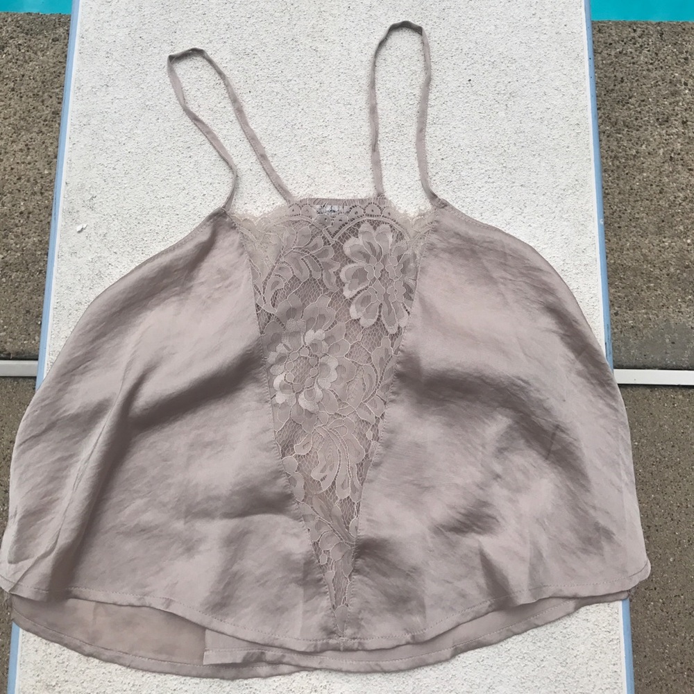 cream lace silk crop top