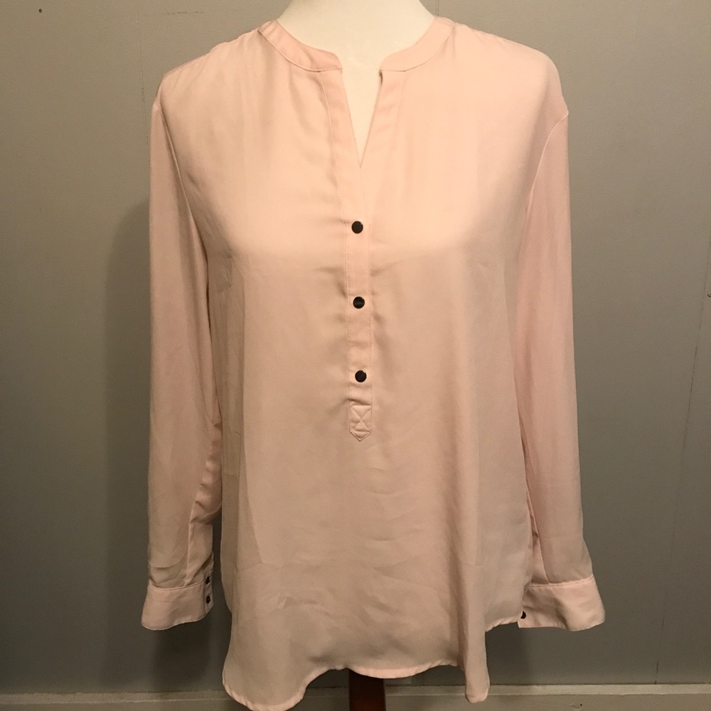 Adrianna Papell sheer light pink blouse
