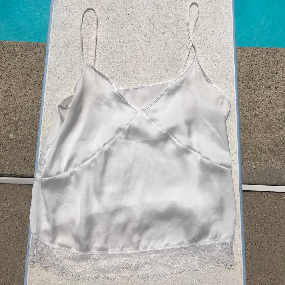 white silk tank top