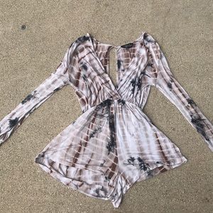 tie die long sleeve romper