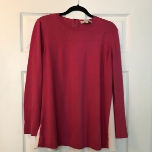 LOFT Pink & Ivory Mixed Media Sweater