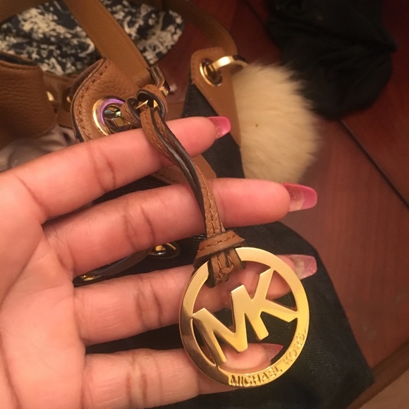 Michael Kors Blue Denim Shoulder Tote Bag Purse - Picture 3 of 7