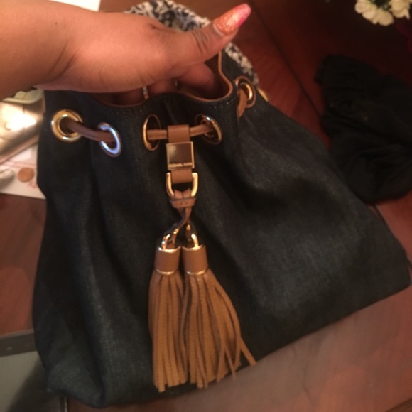 Michael Kors Blue Denim Shoulder Tote Bag Purse - Picture 1 of 7