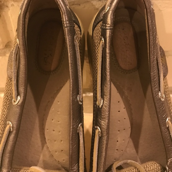 Sperrys: Metallic Silver Boat Shoes - Picture 2 of 3