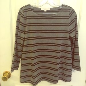 NWOT Loft gray and black striped shirt
