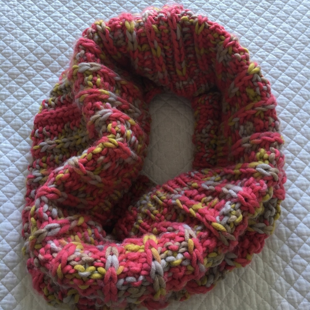 Multi-color knit infinity scarf