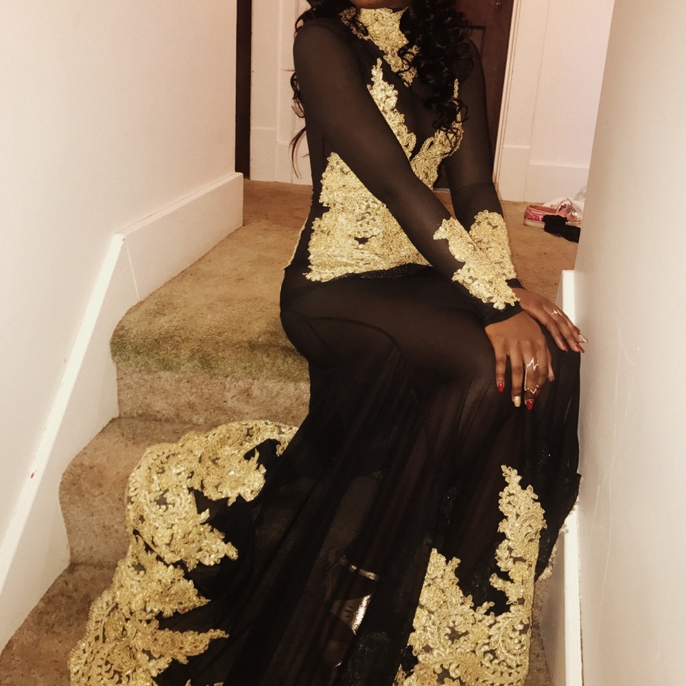 Black W/Gold Prom Dress