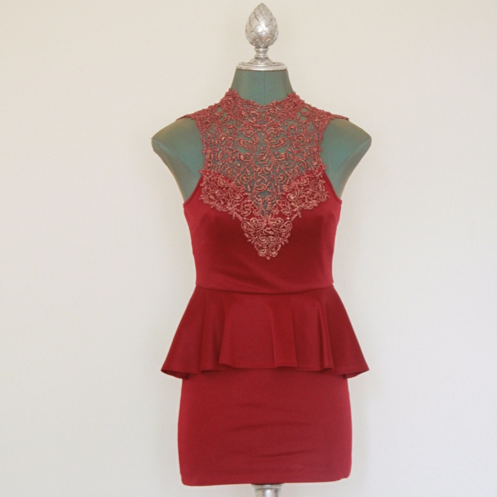 Red Lace Peplum dress
