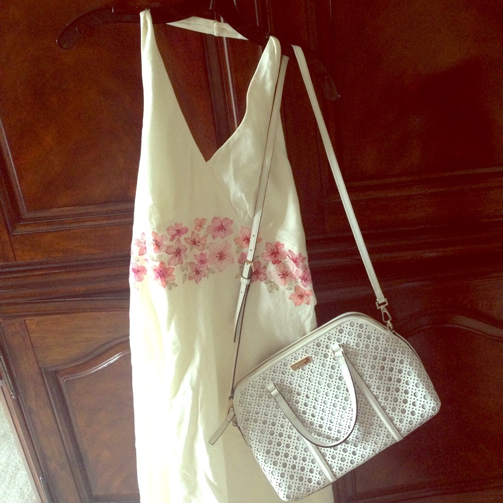 Ann Taylor tank top dress with embroidered flowers