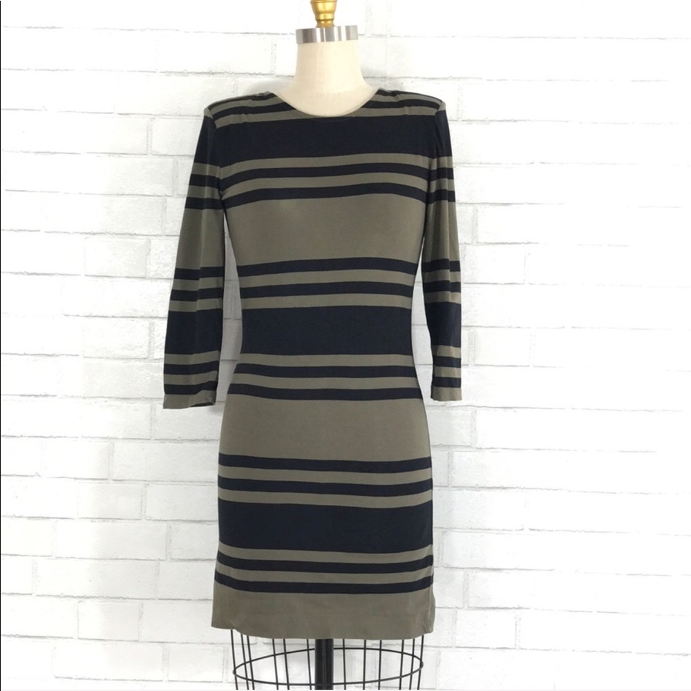 French Connection green black bodycon dress size 8