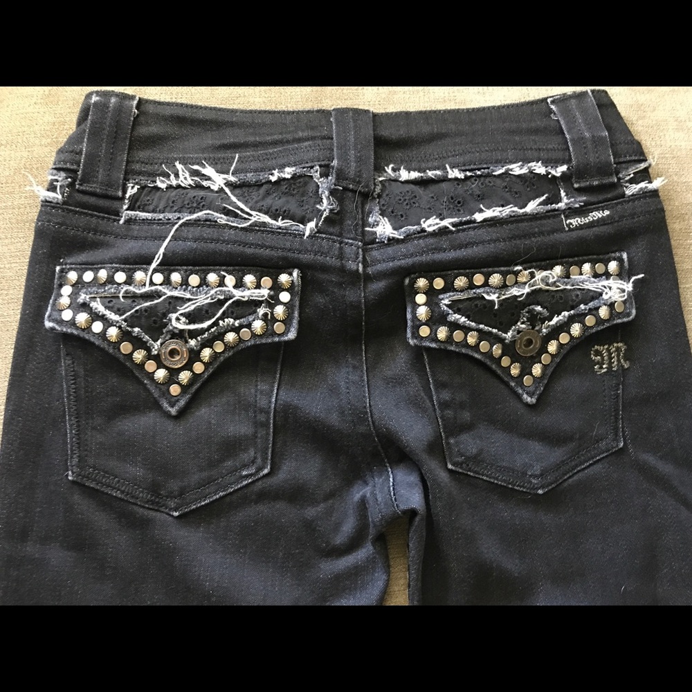 Miss Me Jeans, Black Straight Leg with Eyelet