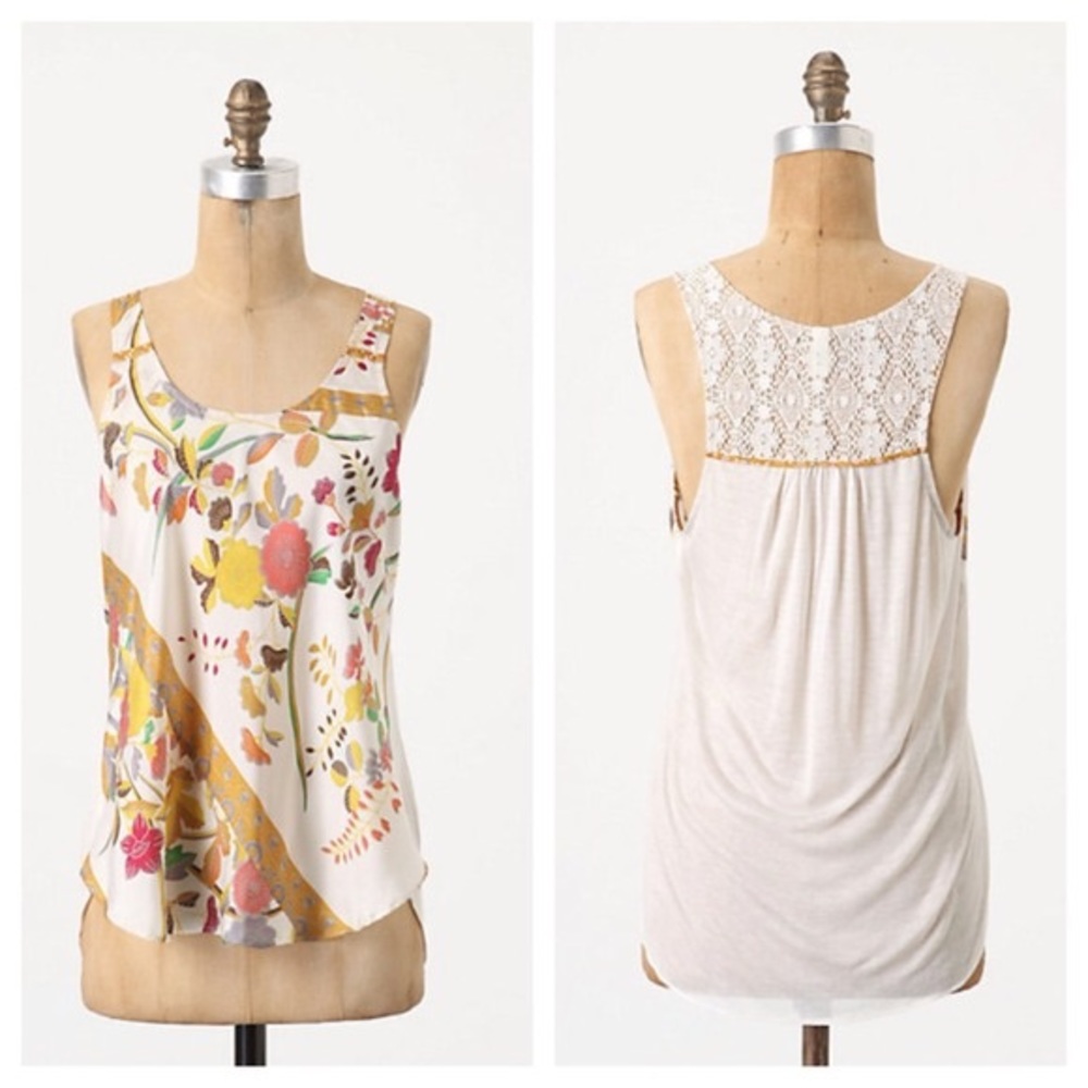 Anthropologie Tiny Silk Floral Tank 🌻