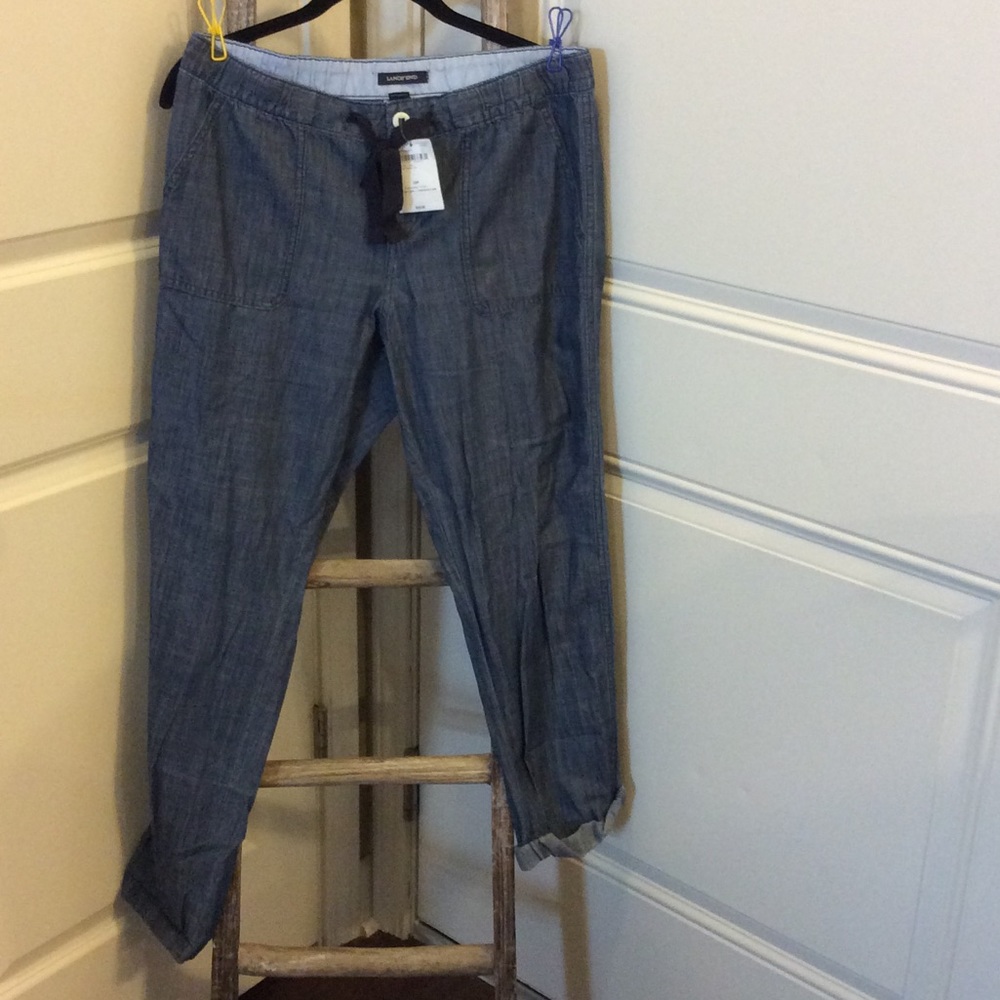 NWT lands' end chambray market pant 10 petite