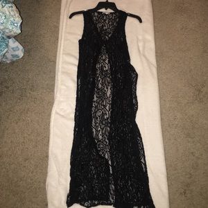 Black Lacey swimsuit cover up.