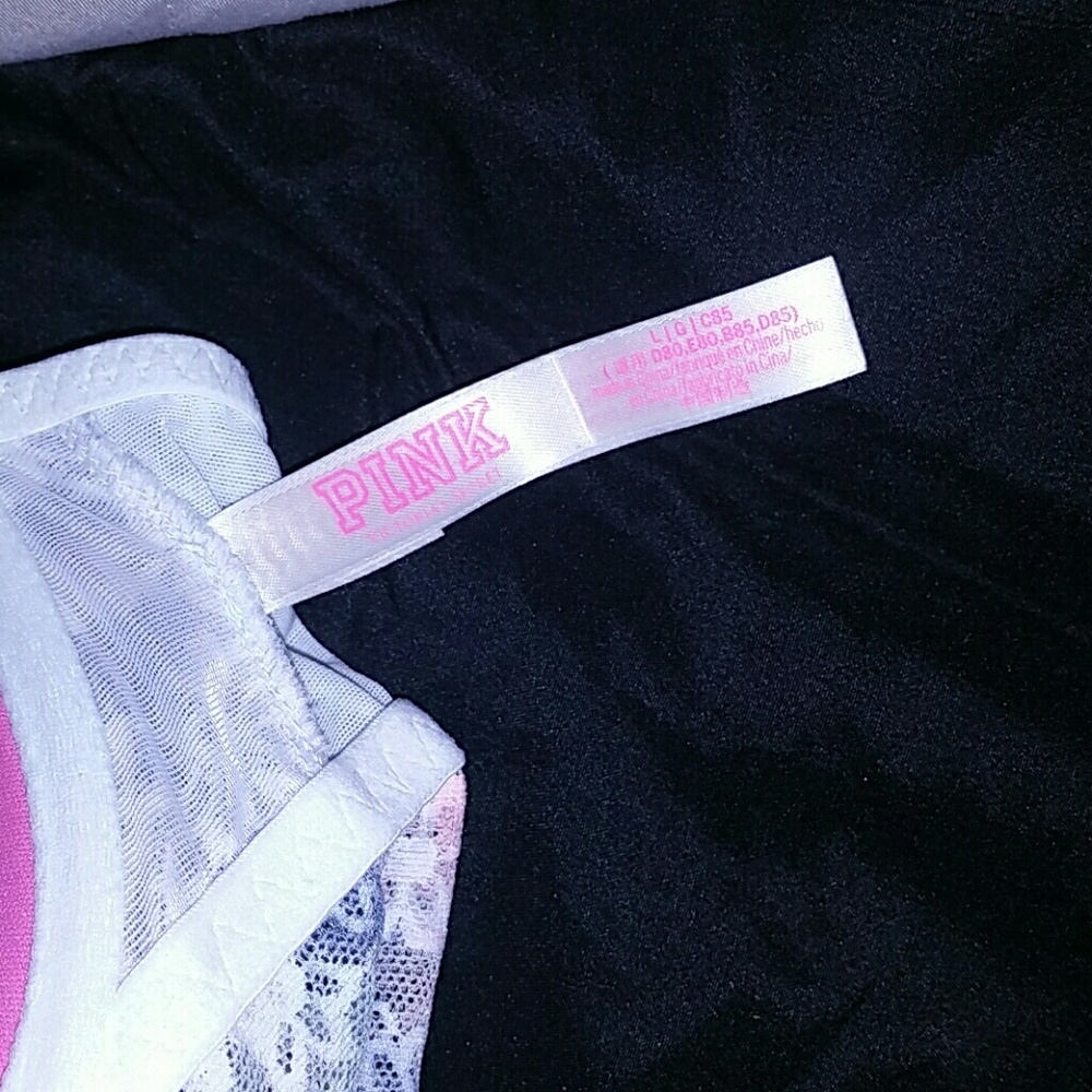 ❌SOLD❌NWOT! PINK High Neck Padded Lace Bralette - Picture 3 of 4