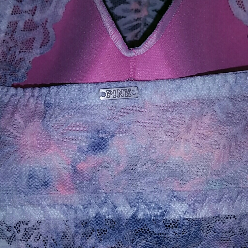 ❌SOLD❌NWOT! PINK High Neck Padded Lace Bralette - Picture 4 of 4