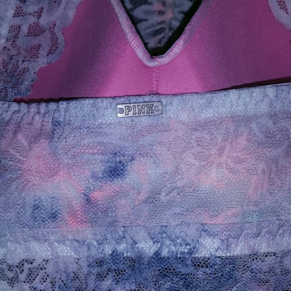 ❌SOLD❌NWOT! PINK High Neck Padded Lace Bralette - Picture 4 of 4