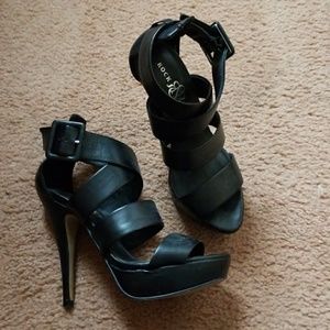 Black strappy heels