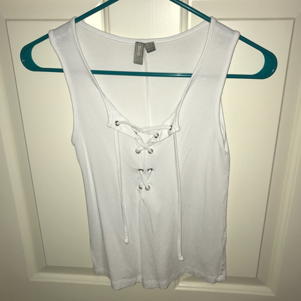 asos white lace up tank