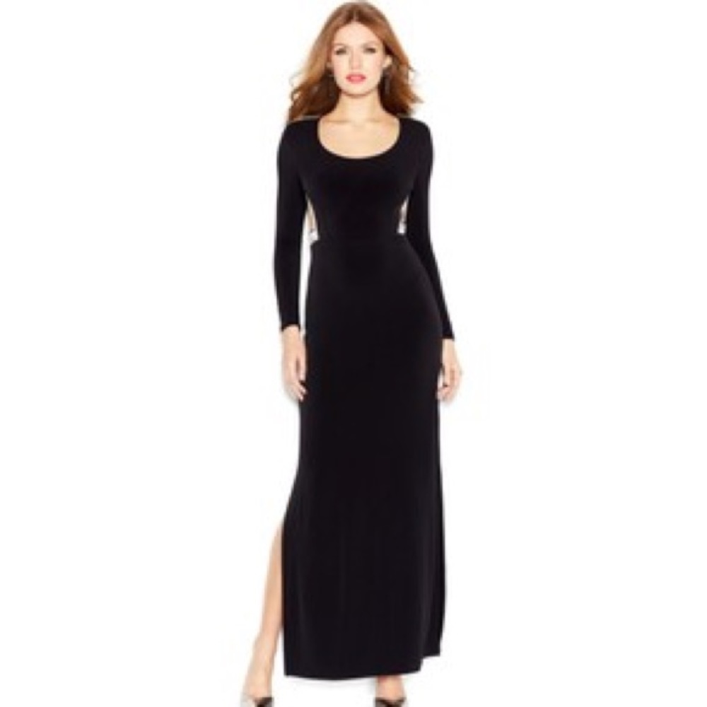 Guess long sleeved embellished black dress