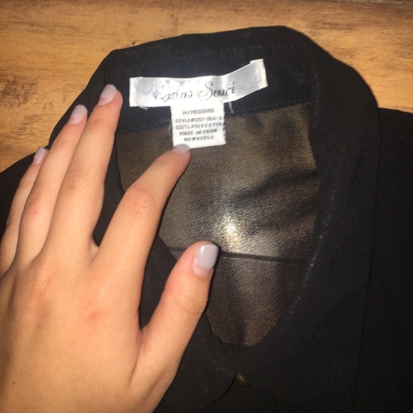 Black Sheer Button Up Sleeveless Top - Picture 3 of 4