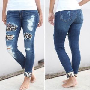 kancan leopard patch jeans
