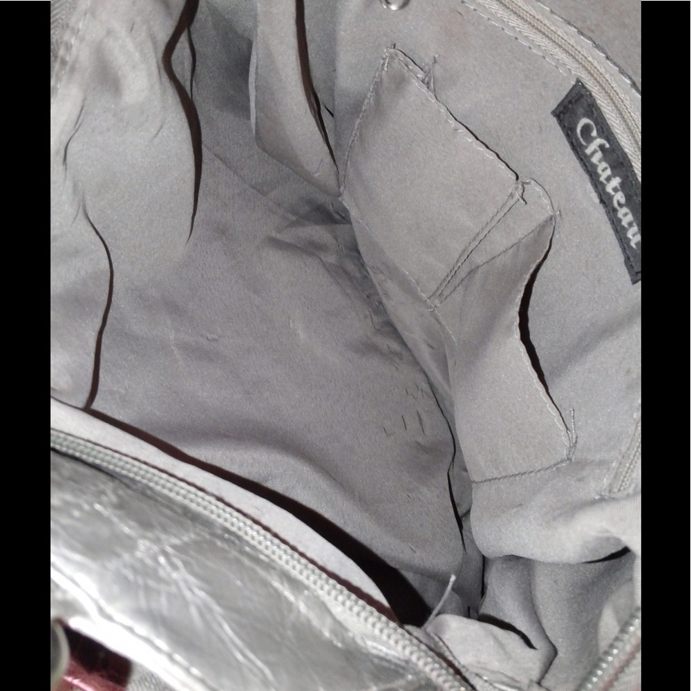 Chateau Gray Metallic Flower Handbag - Picture 5 of 8