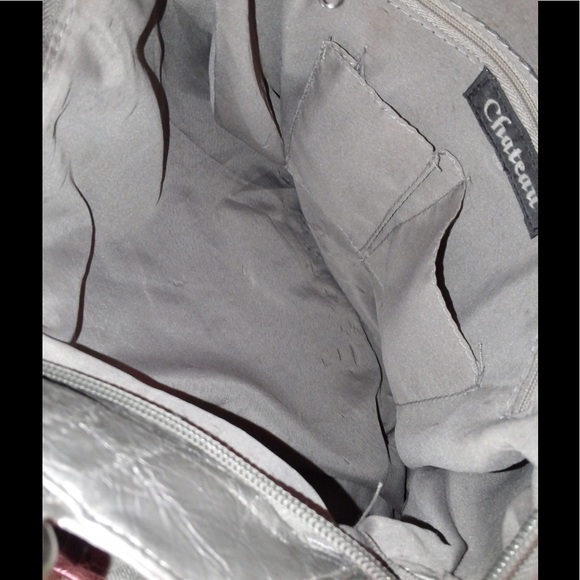 Chateau Gray Metallic Flower Handbag - Picture 5 of 8