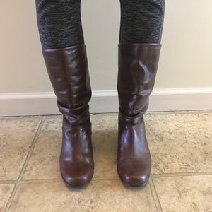 Brown leather boots