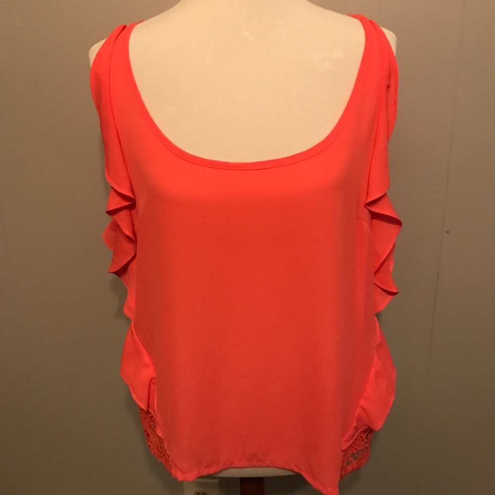Coral Lauren Conrad ruffle and lace tank