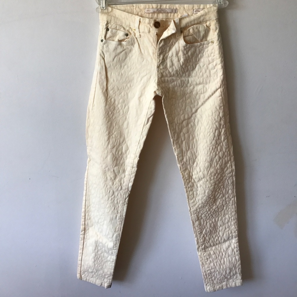 Zara Pale Yellow Leopard Print Skinny Jeans