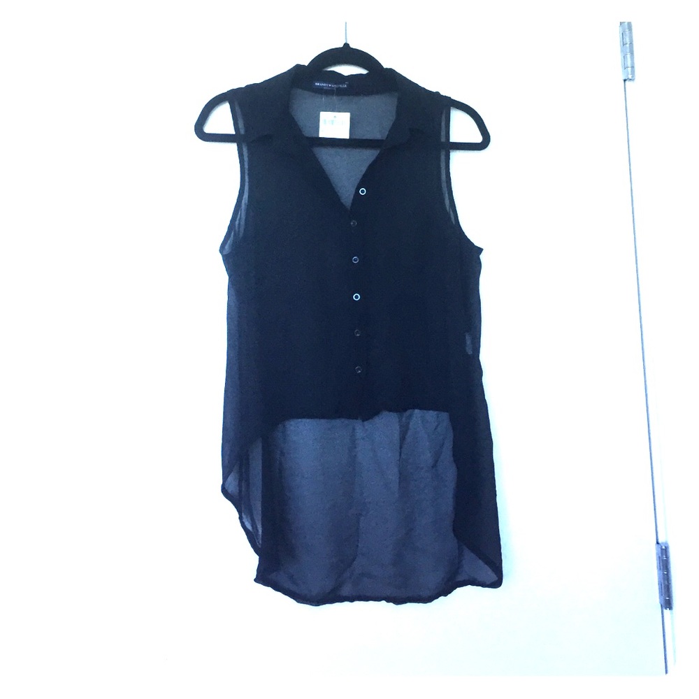 Brandy  Melville Sheer sleeveless hi-low top