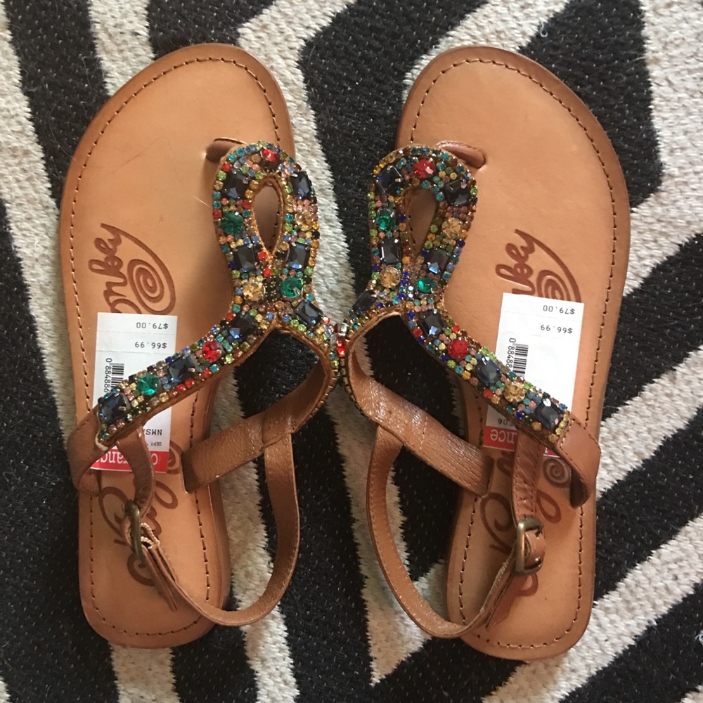 Multi colored thong sandals