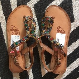 Multi colored thong sandals