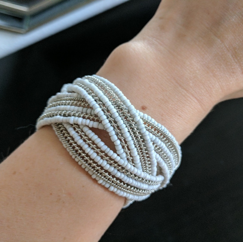 Anthropologie white beaded bracelet