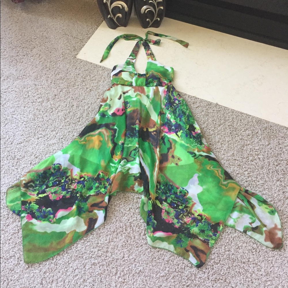 Beautiful asymmetrical halter dress multicolored