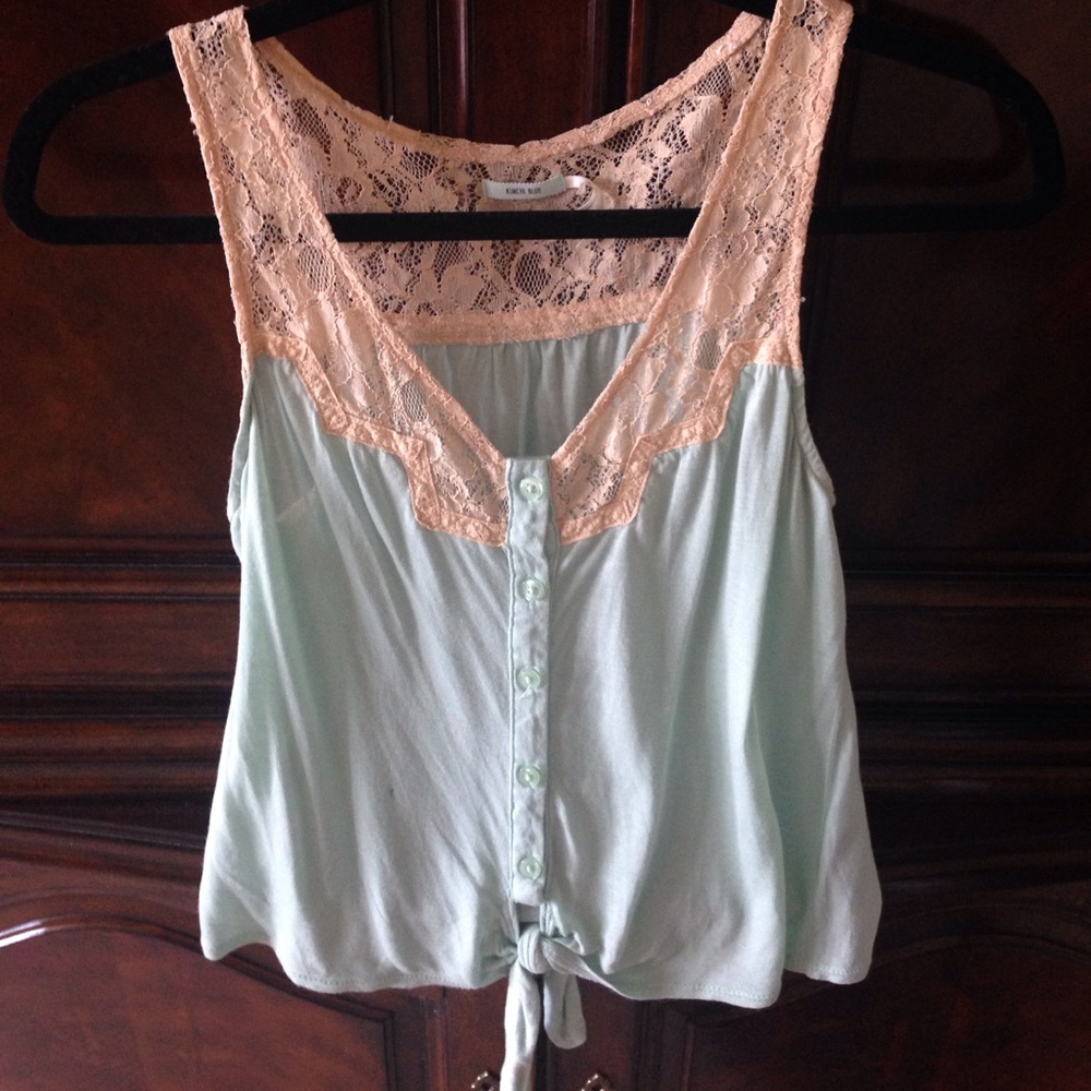 Kimchi blue lace tank top with tie in front