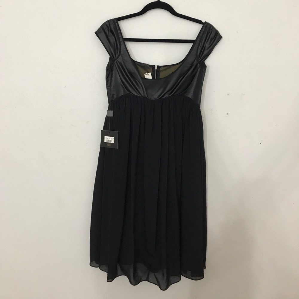 Narciso Rodriguez leather and chiffon dress