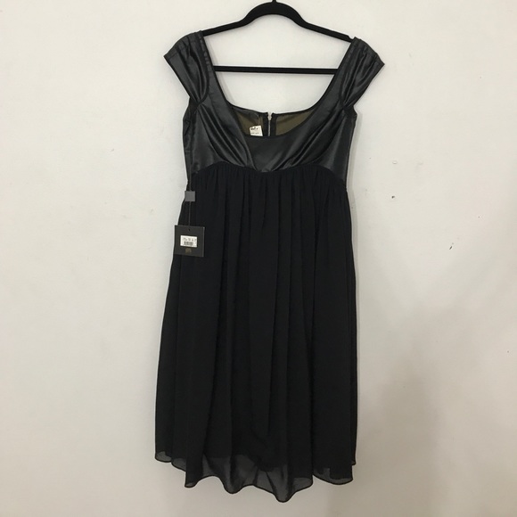 Narciso Rodriguez leather and chiffon dress - Picture 1 of 6