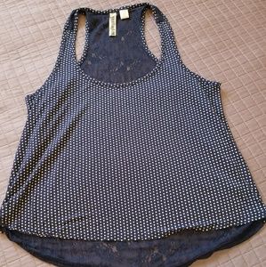 Polka dot tank top with lace back
