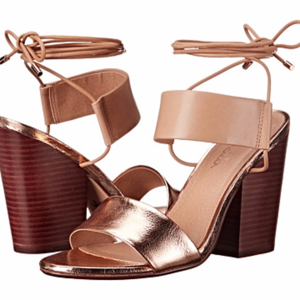 Ankle Tie Chunky Kenya Sandal, Rose Gold